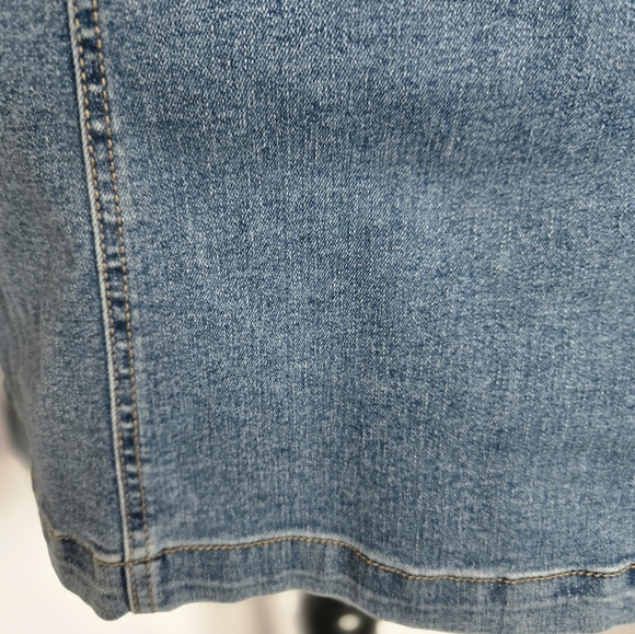 Eco Peace Love Button Denim Mini Dress - Picture 12 of 13